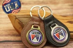 Nos Vintage 70S Blue 1950S Ford Hood Crest Badge Leather Car Key Chain Ring Fob. Fixed Price $19.99.