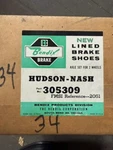 Nos 1955 Hudson 6 Cylinder Wasp 40, Nash Statesman Bendix Front Brake Shoes. Fixed Price $70.00.