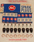 ( 8 ) .. Nos AC-44 Spark Plugs With Copper Gaskets Boxes Dated 1963. Fixed Price $159.00.