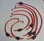 1929-34 Chevrolet W/ Black & Yellow Tr. Lacquered Cloth Spark Plug Wire Set. Fixed Price $48.00.