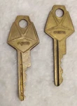 (2) Vintage Curtis Brass Keys Y-152 Pentagon Shape Transportation Collectible. Fixed Price $7.99.