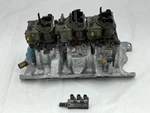 Mopar 340 6 Pack Edelbrock Aluminum Intake Manifold Carburetors 3X2 Holley Carbs. Fixed Price $2969.99.