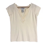 Joseph A. Womens Cream Cap Sleeve Ribbed V-neck Top Sz Xl Knit Embroidery Casual. Fixed Price $14.99.