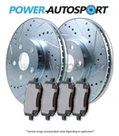 Rear Power Cross Drilled Slotted Plated Brake Rotors + Ceramic Pads 75799PK. Fixed Price $197.74.