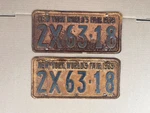 Original 1939 New York State World Fair License Plate Set Ny. Fixed Price $39.99.