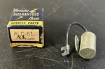 Guaranteed Parts # ALC-61 Distributor Condenser;fits 1934-64 Domestic Vehicles. Fixed Price $15.00.