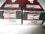 Champion 58 RJ18YC Nickel Spark Plug, Made In Usa, New Old Stock, Pack Of 2. Fixed Price $24.99.
