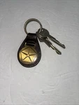 Vtg Chrysler Vip Pentastar Ring Keychain Brass Leather Mail Drop With Keys. Fixed Price $12.99.