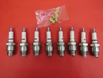 1933-37 Ford Autolite Spark Plugs Set Of 8 With Brass Knurl Nuts 40-12405-A. Fixed Price $38.00.